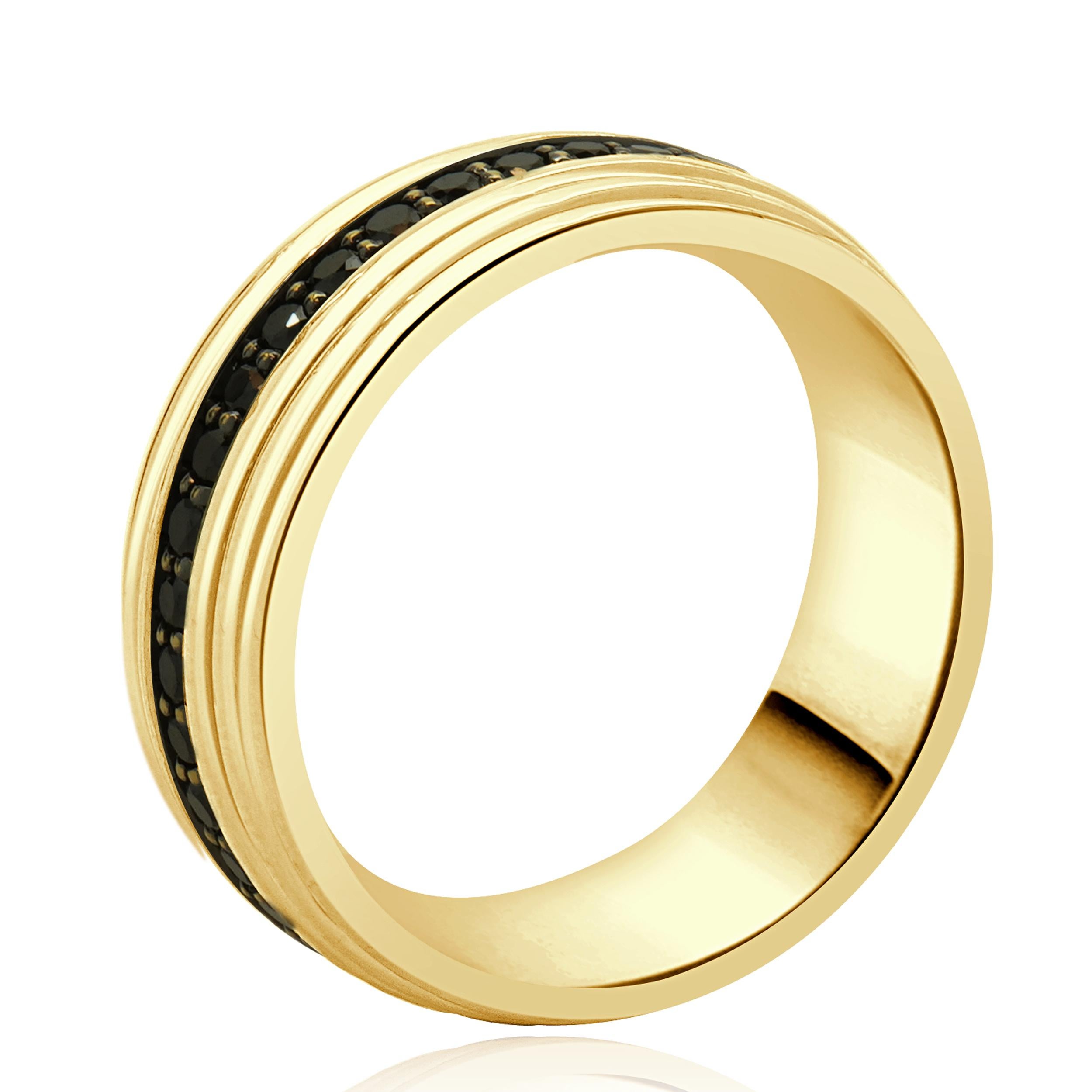 David Yurman 18 Karat Yellow Gold Black Diamond Band In Good Condition For Sale In Scottsdale, AZ