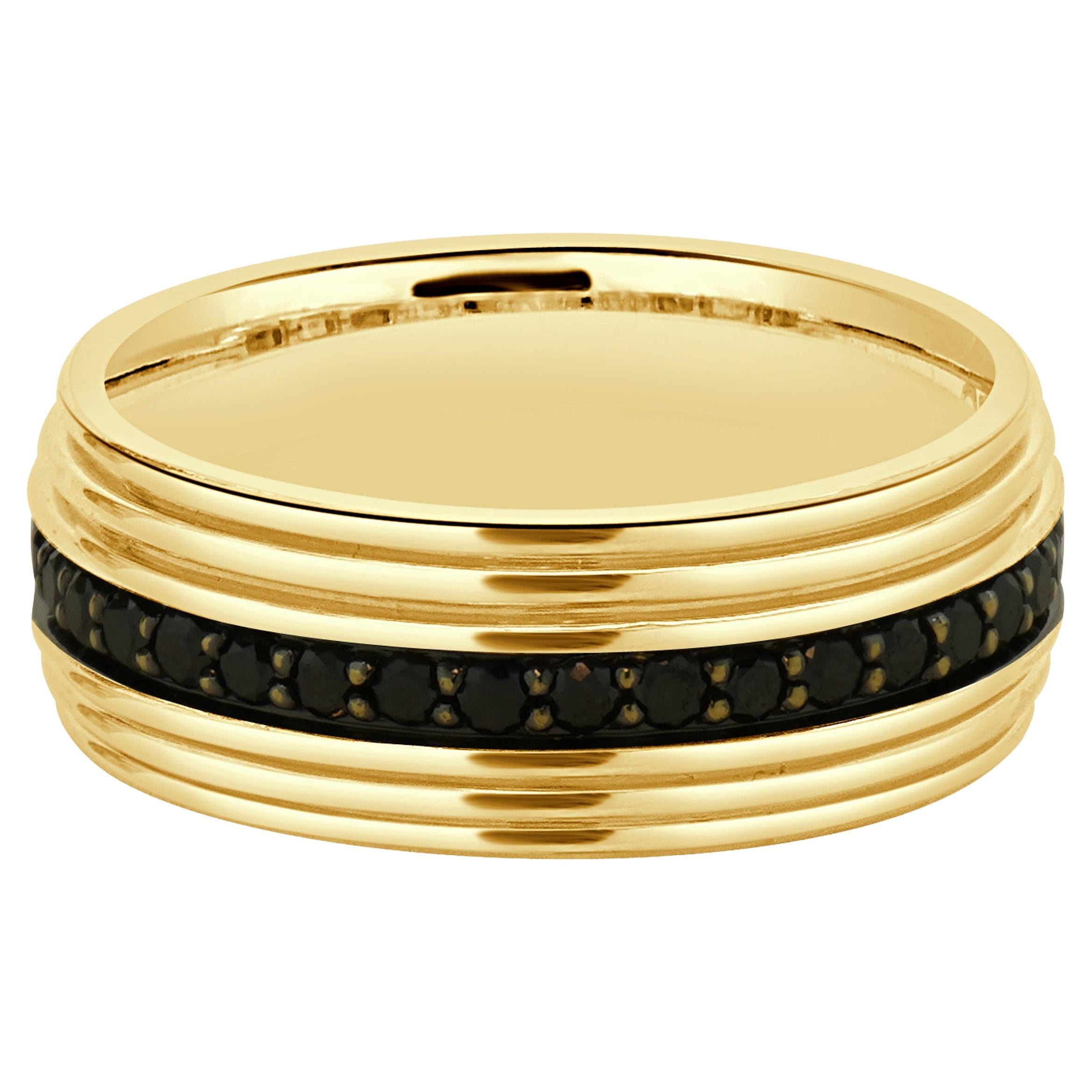 David Yurman 18 Karat Yellow Gold Black Diamond Band