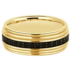 David Yurman 18 Karat Yellow Gold Black Diamond Band