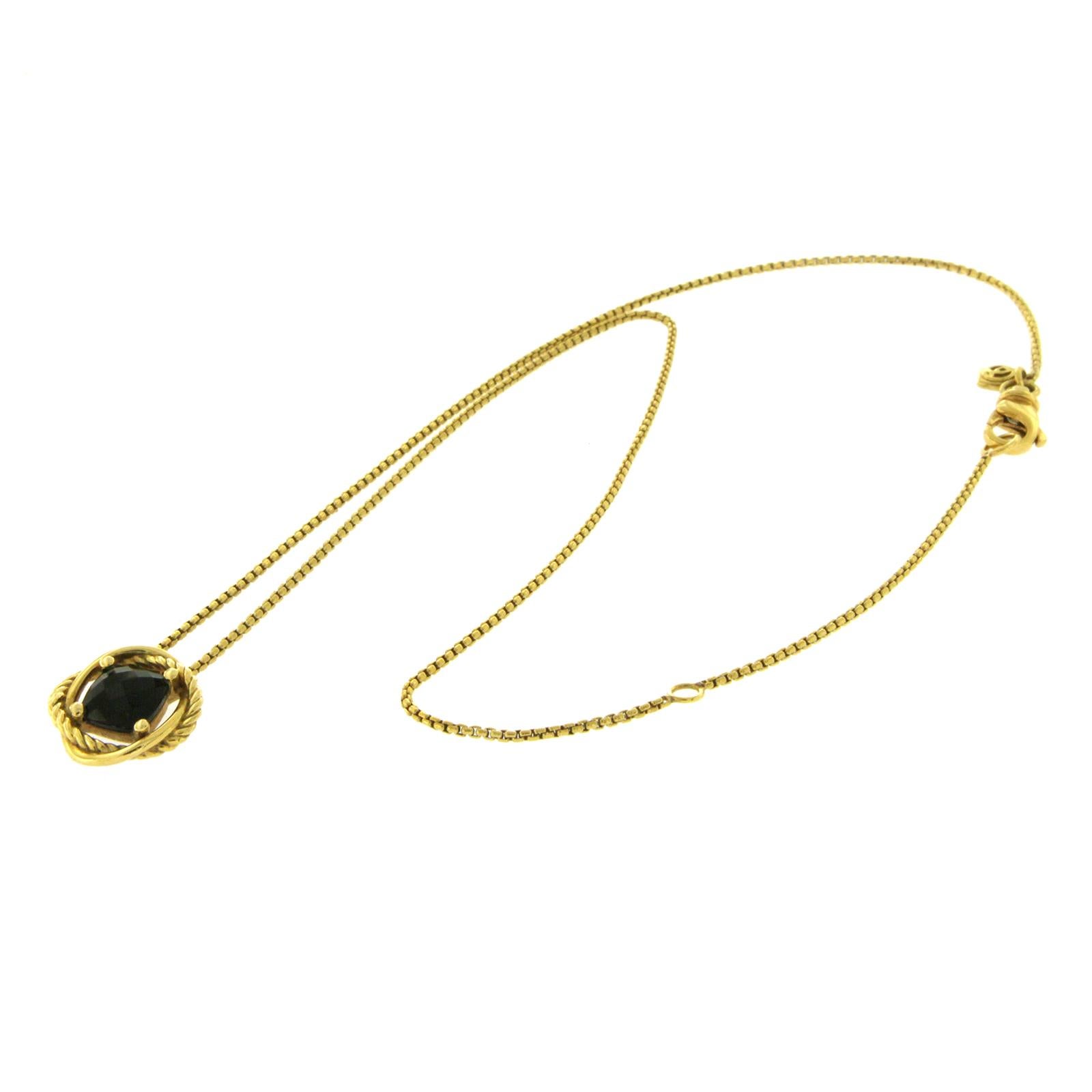 David Yurman 18 Karat Yellow Gold Black Onyx Infinity Necklace 2