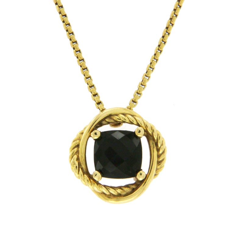 David Yurman 18 Karat Yellow Gold Black Onyx Infinity Necklace