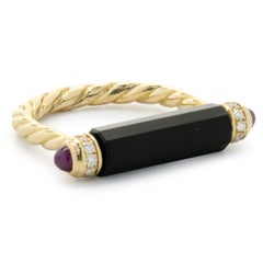 David Yurman 18 Karat Yellow Gold Black Onyx Lexington Rolling Ring
