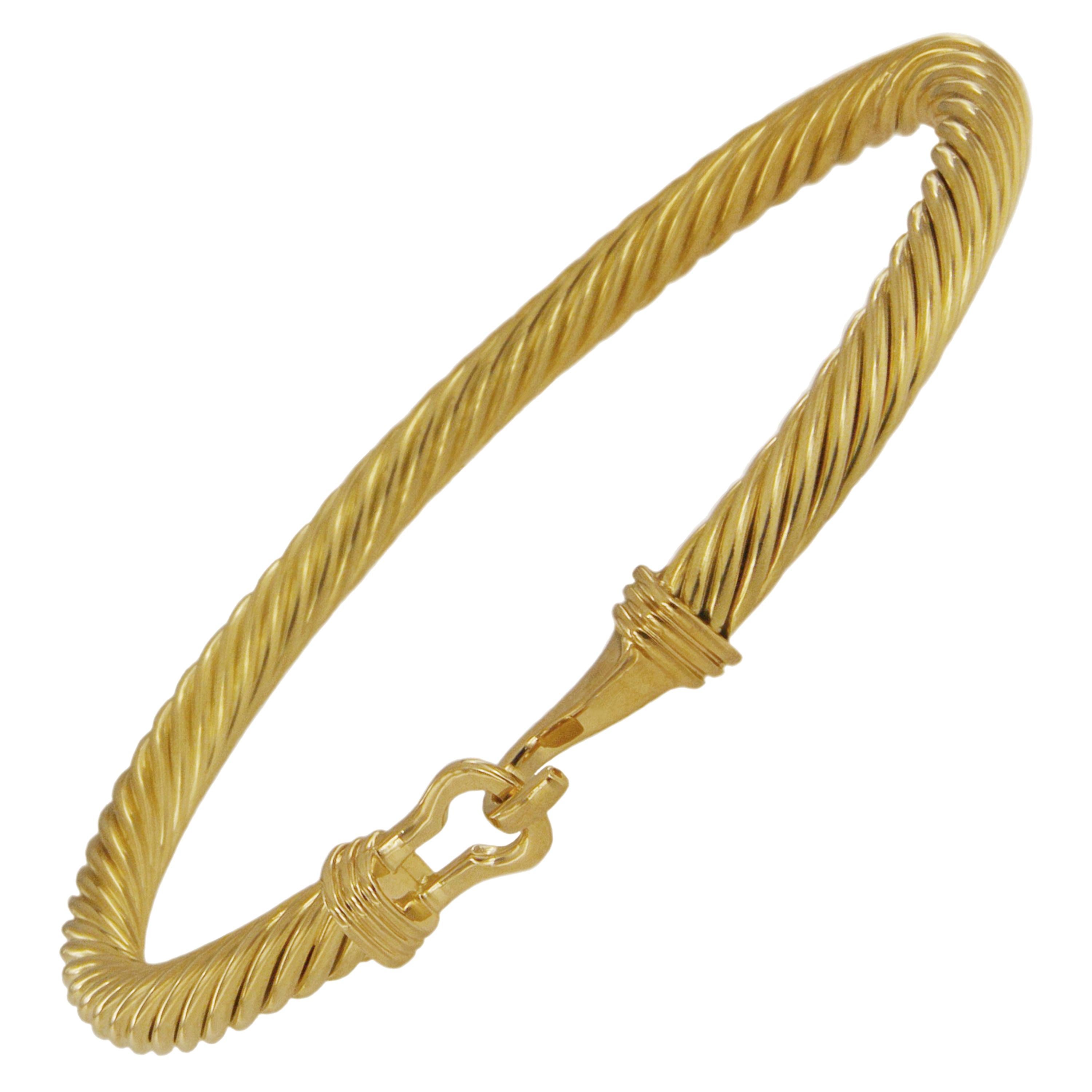 David Yurman Cable Yellow Gold Bracelet with Diamonds at 1stDibs