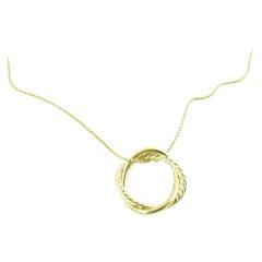 David Yurman 18 Karat Yellow Gold Cable Crossover Pendant Necklace