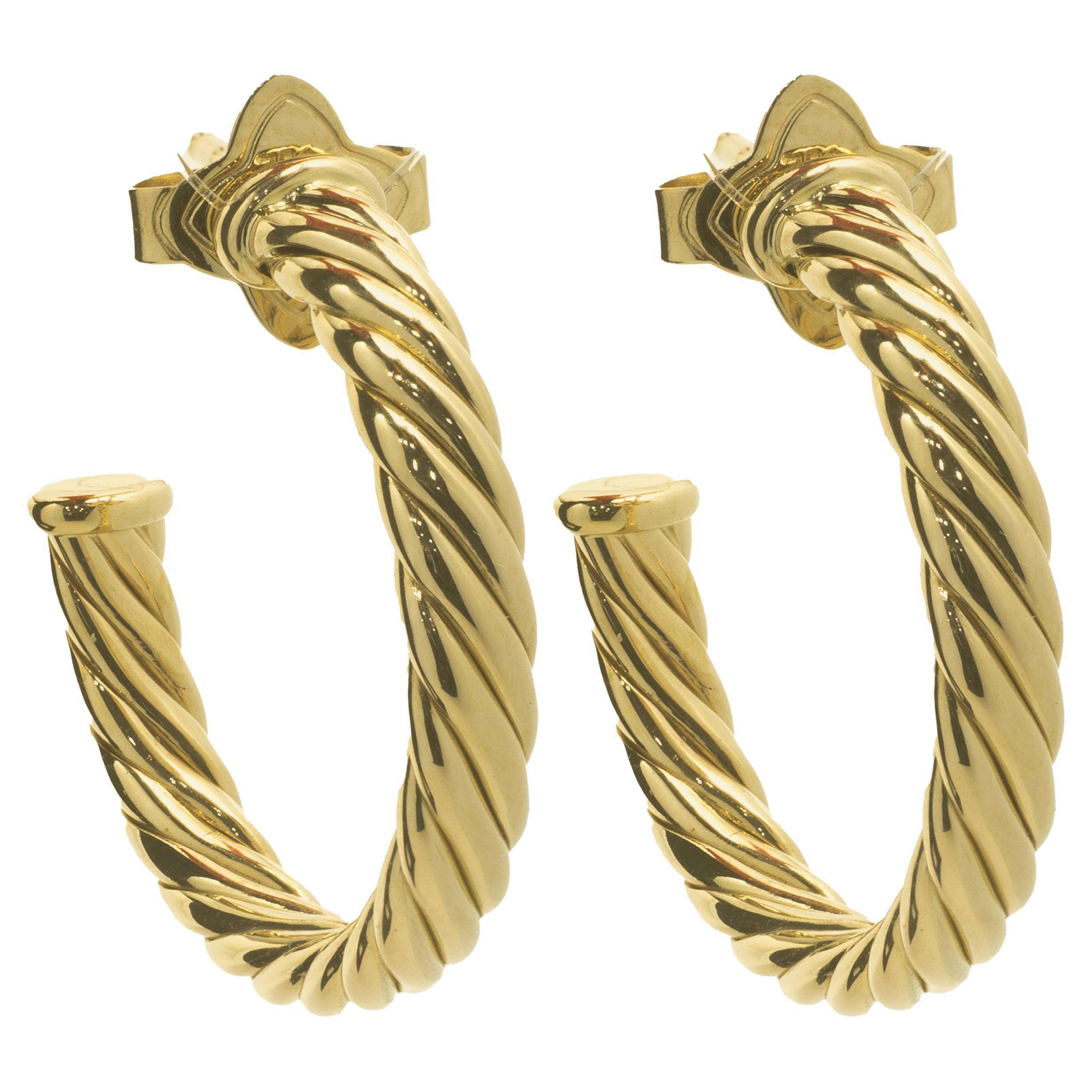 David Yurman Hoop Earrings 18K Yellow Gold For Sale at 1stDibs