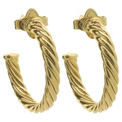David Yurman 18 Karat Yellow Gold Cable Hoop Earrings