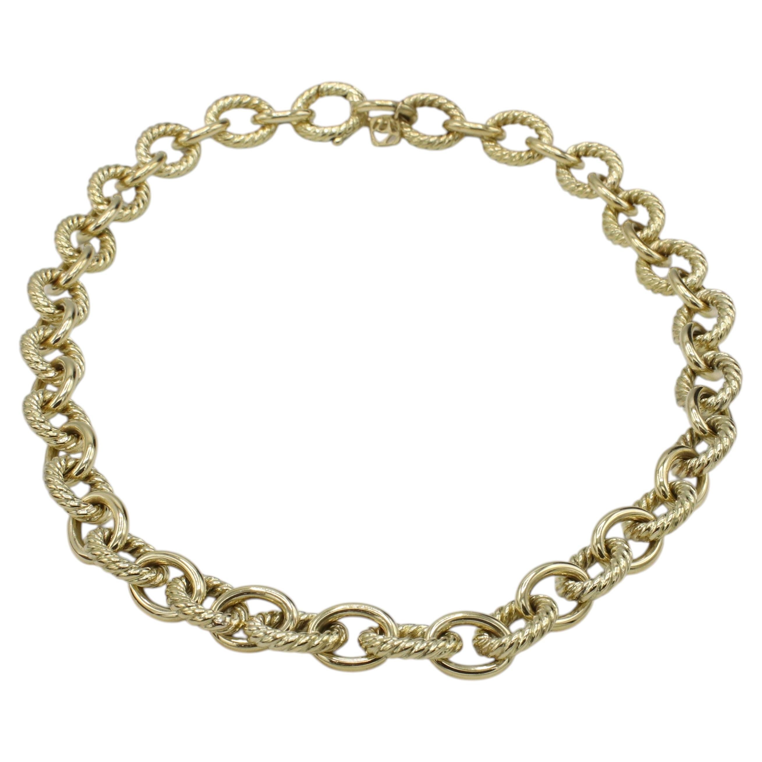 Pre-owned David Yurman 18 Karat Yellow Gold Cable Oval Link Chain Necklace