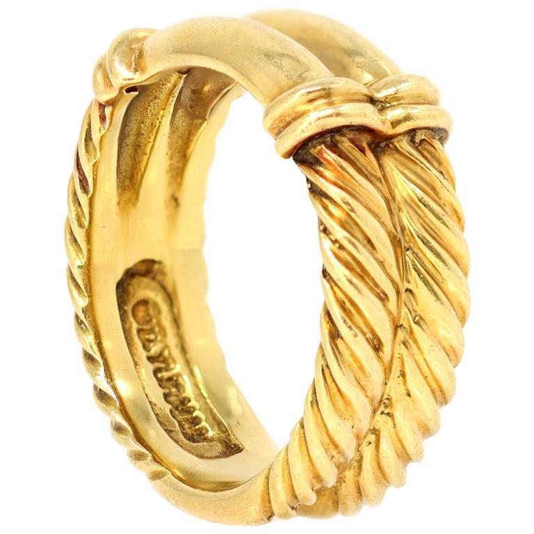 David Yurman 18 Karat Yellow Gold Cable Twist Band Ring