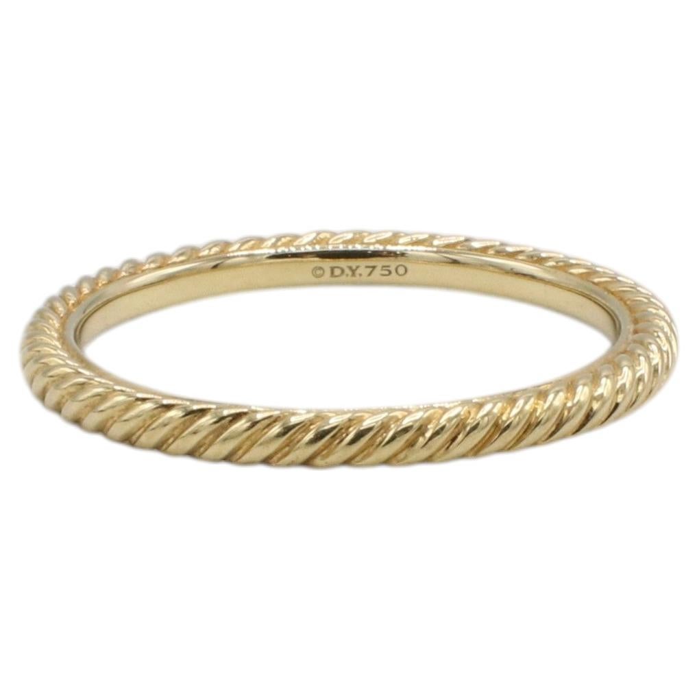 David Yurman 18 Karat Yellow Gold Cable Twist Rope Wedding Band Ring 2MM