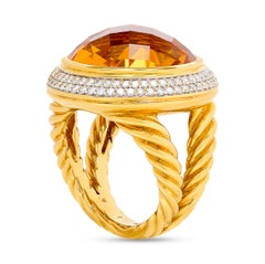 David Yurman 18 Karat Yellow Gold Cerise Citrine and Diamond Ring