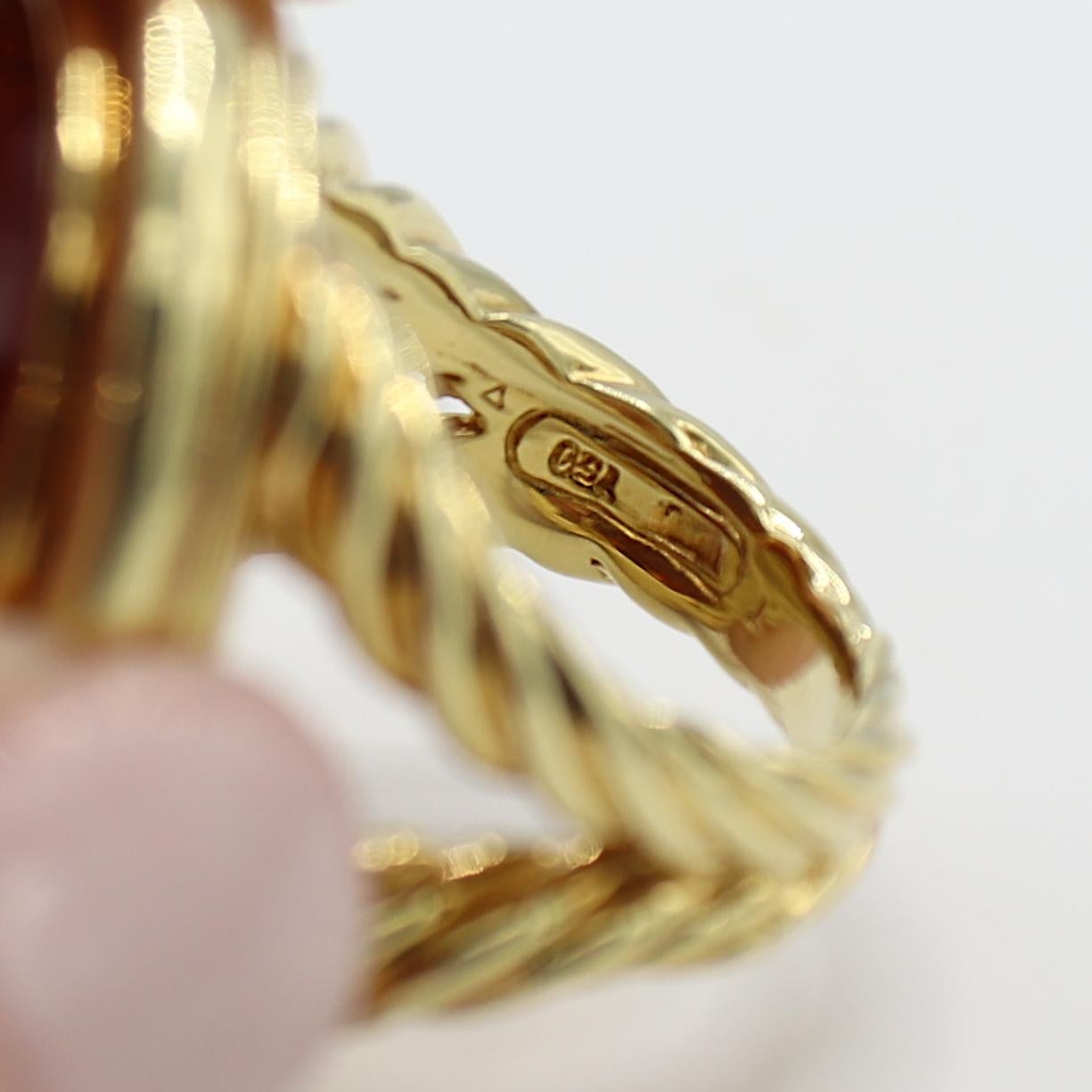 David Yurman 18 Karat Gelbgold Citrin Dome Cocktail Ring (Cabochon)