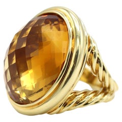 David Yurman 18 Karat Yellow Gold Citrine Dome Cocktail Ring 