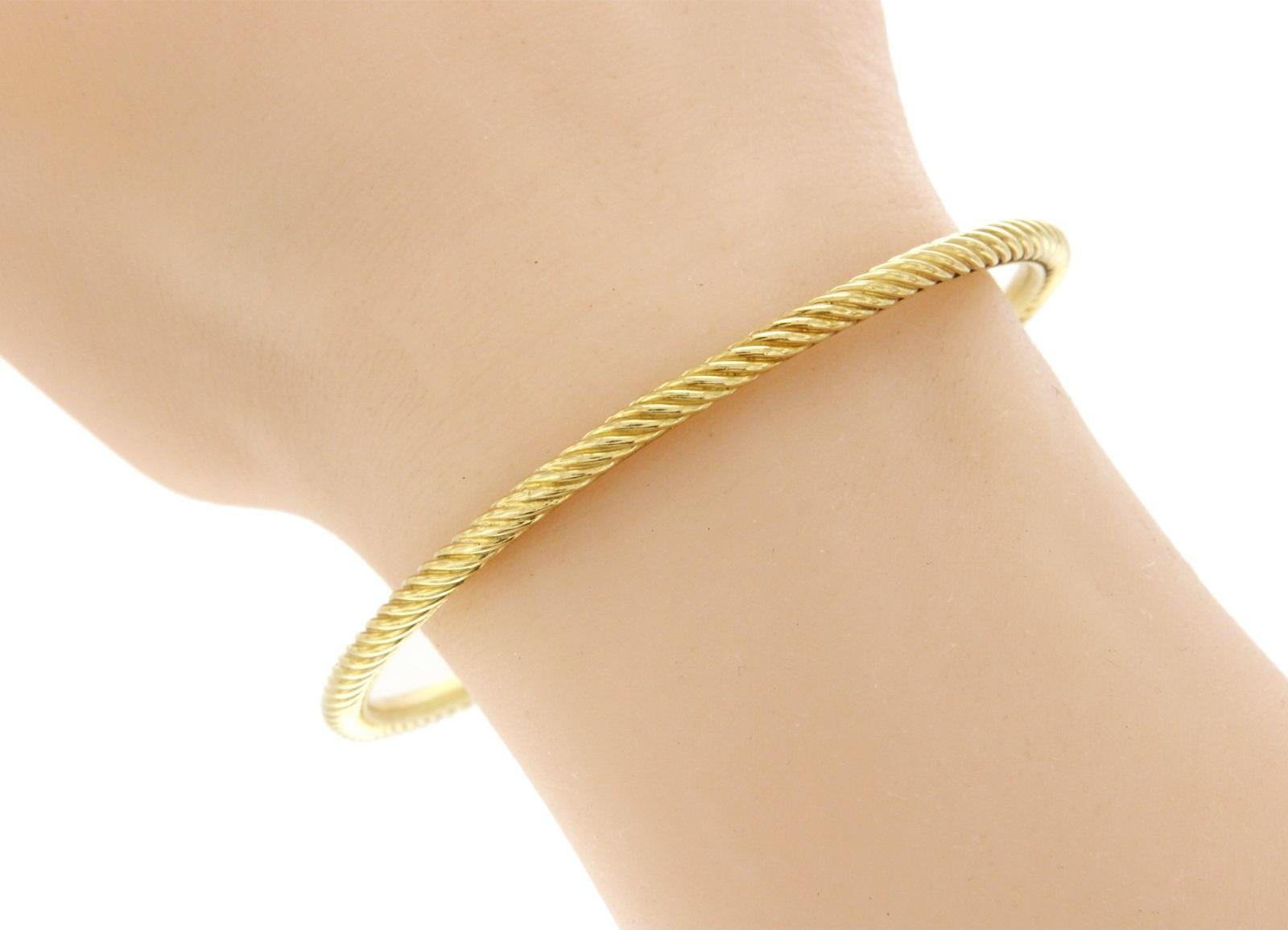 David Yurman 18 Karat Yellow Gold Classic Cable Bracelet In Excellent Condition In Los Angeles, CA
