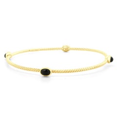 David Yurman 18 Karat Yellow Gold Confetti Onyx Station Bangle Bracelet