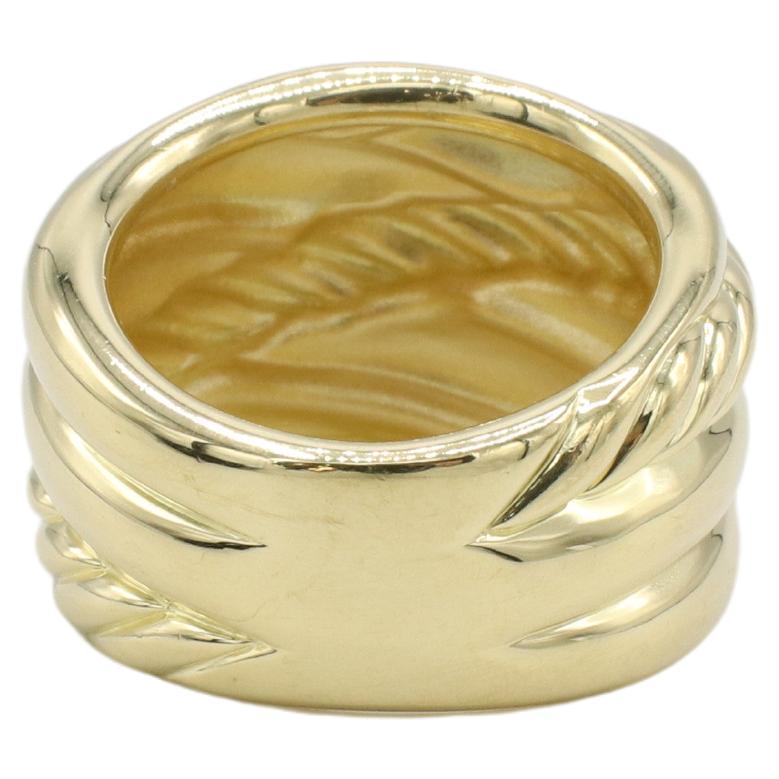 Modern David Yurman 18 Karat Yellow Gold Crossover Band Ring