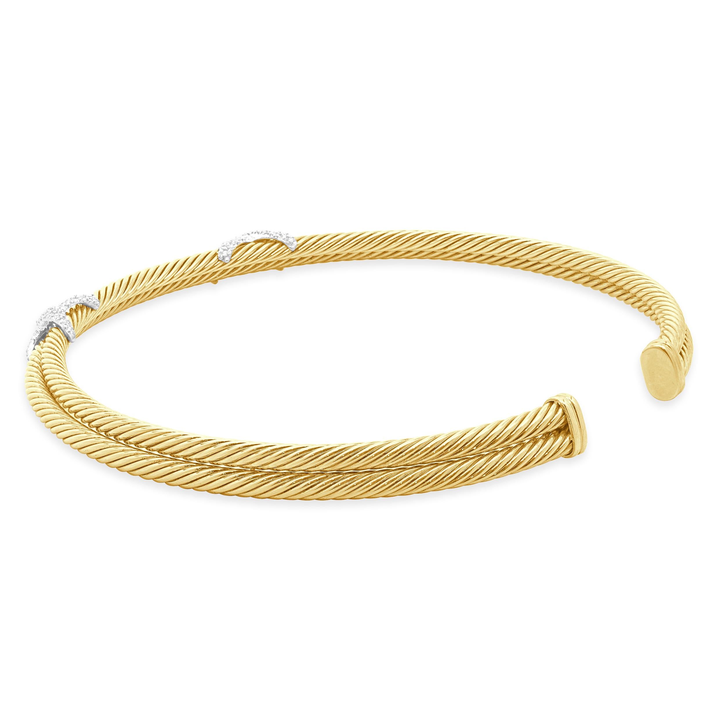 David Yurman 18 Karat Yellow Gold Diamond Double X Collar Necklace In condizioni ottime in vendita a Scottsdale, AZ