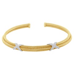 David Yurman 18 Karat Yellow Gold Diamond Double X Collar Necklace