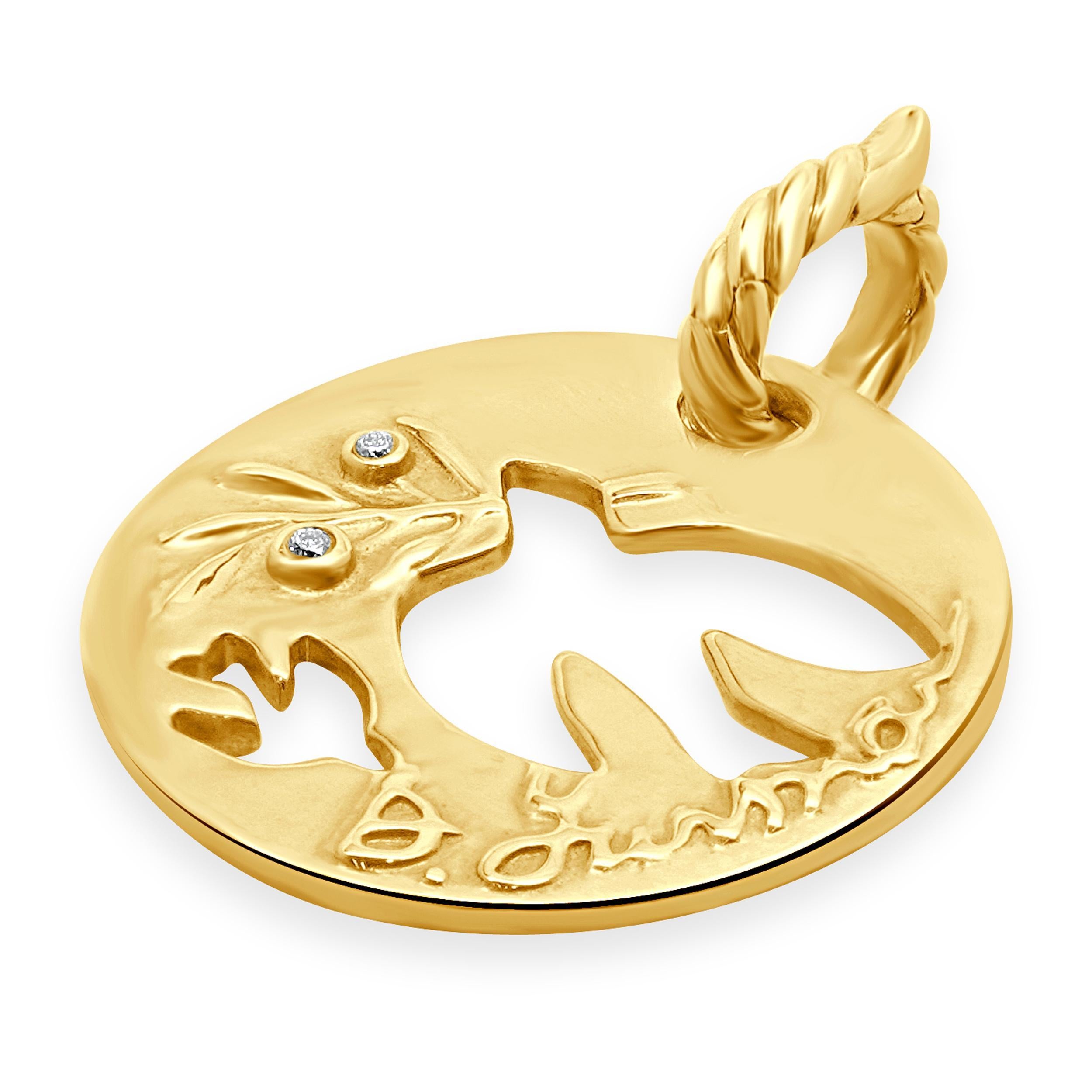 David Yurman 18 Karat Yellow Gold Diamond Elements Dove Pendant In Excellent Condition In Scottsdale, AZ