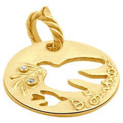 David Yurman 18 Karat Yellow Gold Diamond Elements Dove Pendant