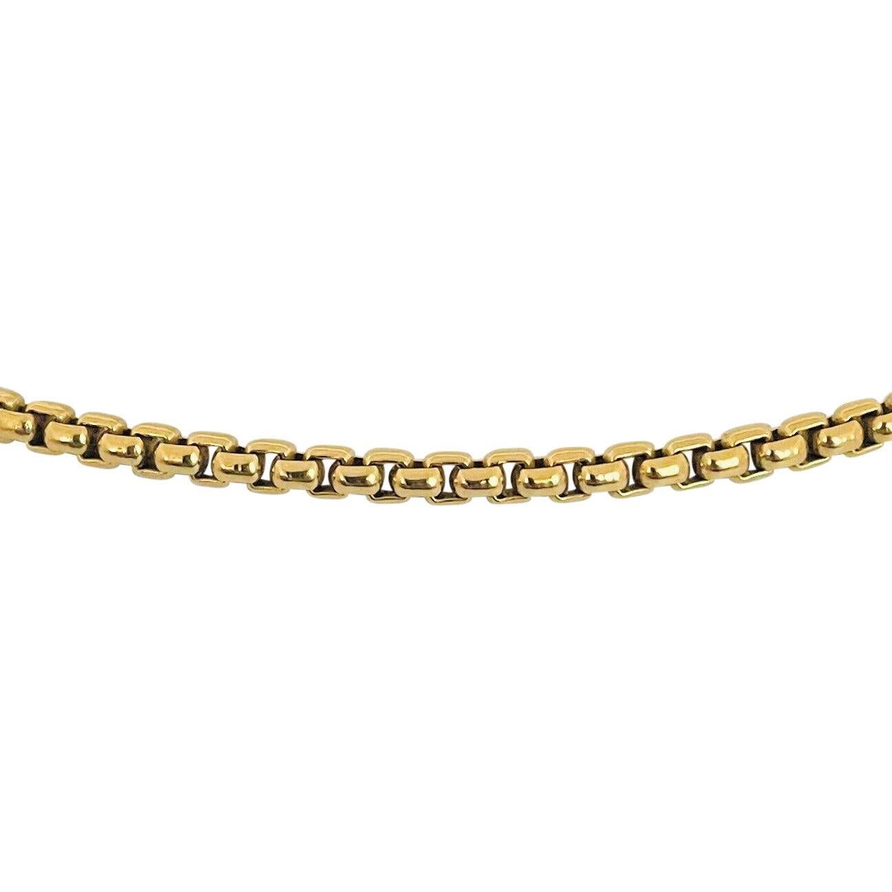 David Yurman 18 Karat Yellow Gold Heavy Long Box Link Chain Necklace In Good Condition In Guilford, CT