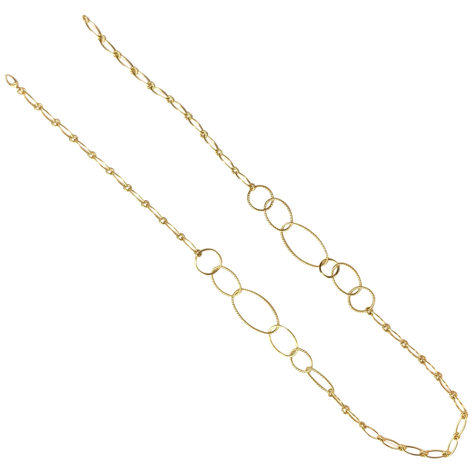 David Yurman 18 Karat Yellow Gold Long Chain Link Necklace
