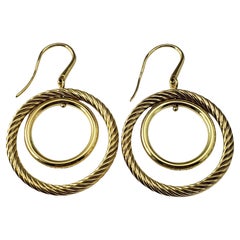 David Yurman 18 Karat Yellow Gold Mobile Double Circle Drop Earrings #17752