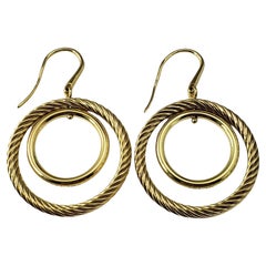 David Yurman 18 Karat Yellow Gold Mobile Double Circle Drop Earrings #17752