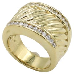 David Yurman Or jaune 18 carats et diamant naturel Bague cigare à câble