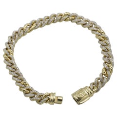 David Yurman 18 Karat Yellow Gold Natural Diamond Curb Chain Link Bracelet