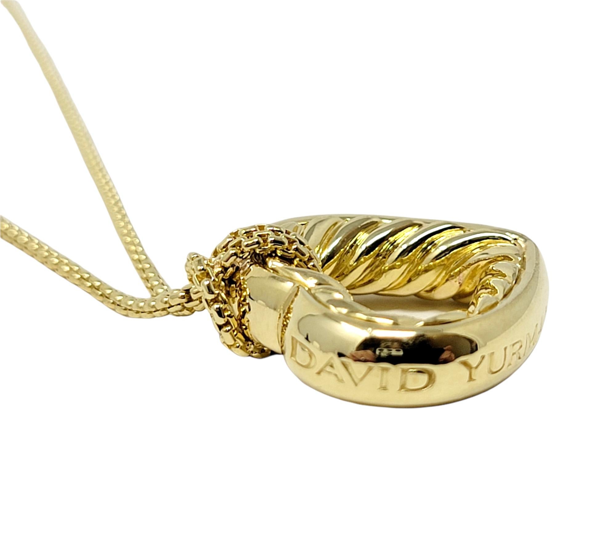 David Yurman 18 Karat Yellow Gold Open Heart Cable Pendant Necklace Box Chain For Sale 1