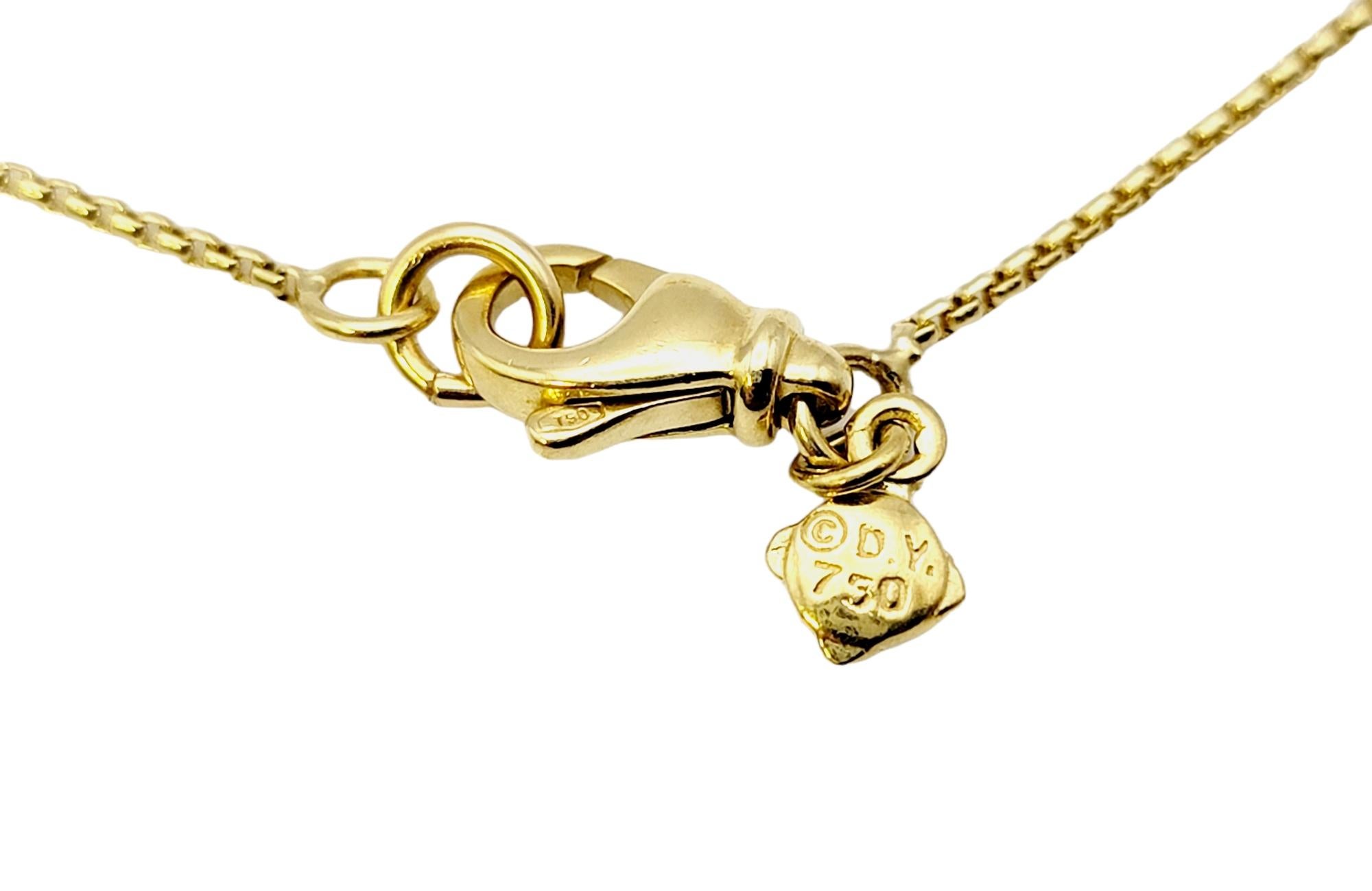 Round Cut David Yurman 18 Karat Yellow Gold Pave Diamond Large Infinity Pendant Necklace For Sale