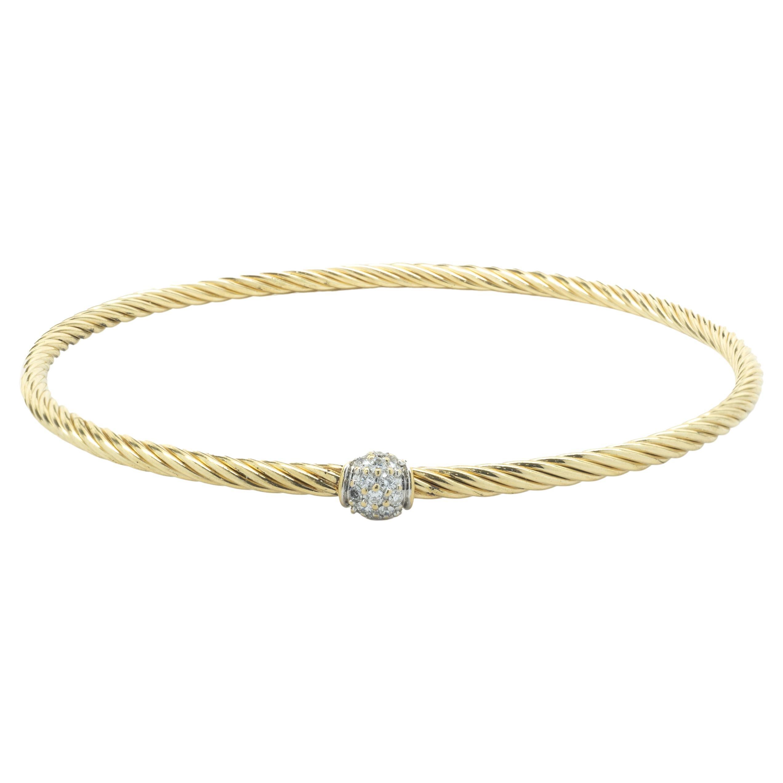 David Yurman Three Row Cable Yellow Gold Bangle Bracelet at 1stDibs