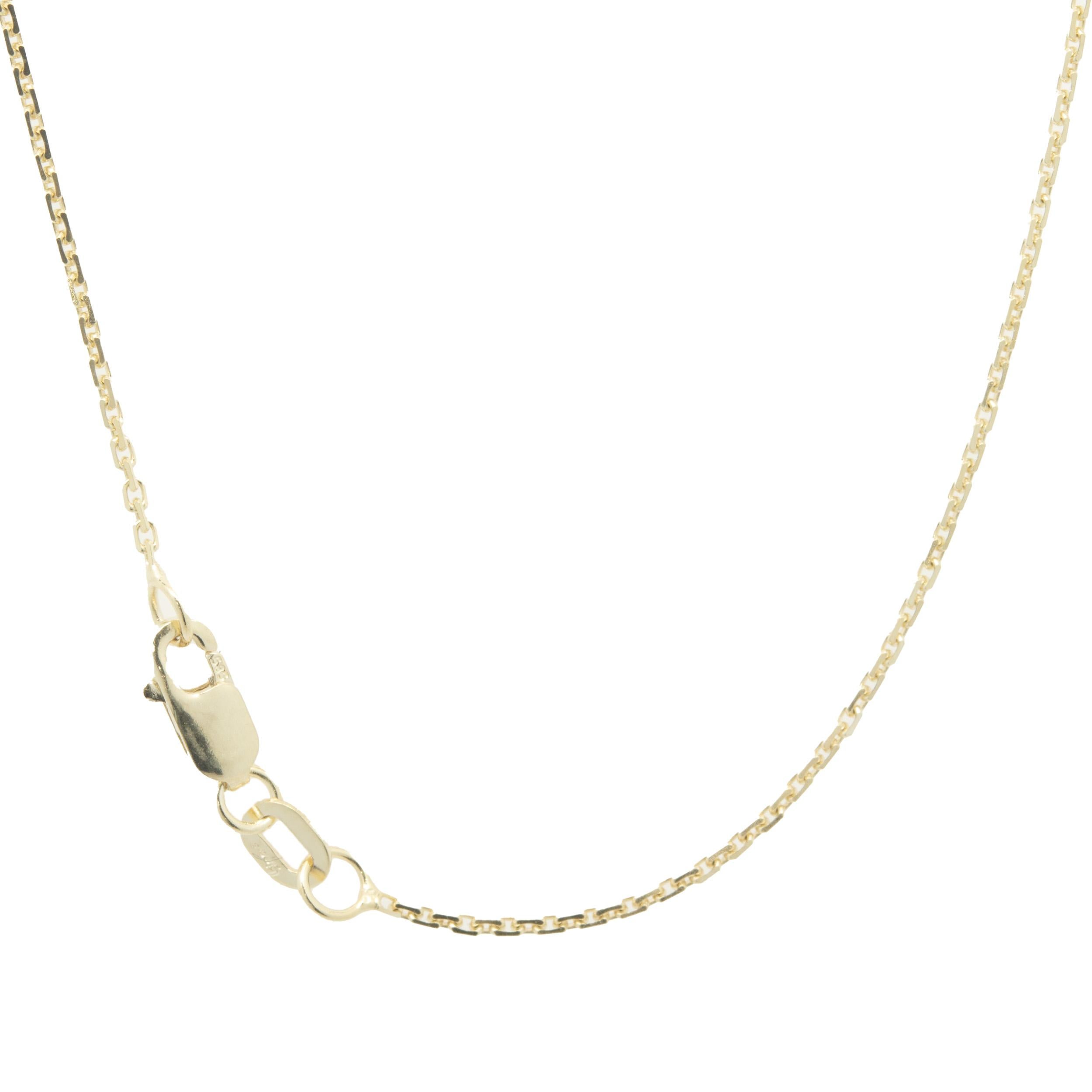 Designer: David Yurman
Material: 18K yellow gold
Diamond: round brilliant cut = 0.20cttw
Color: G
Clarity: VS2
Dimensions: necklace measures 18-inches in length
Weight: 4.23 grams