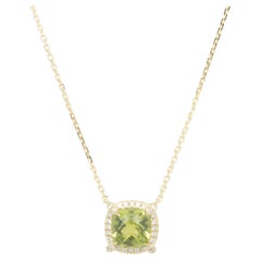 David Yurman 18 Karat Yellow Gold Peridot and Diamond Necklace