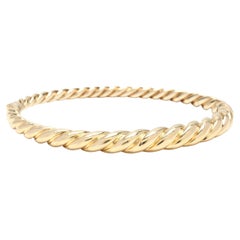 David Yurman 18 Karat Yellow Gold Pure Form Tapered Cable Hinged Bangle Bracelet