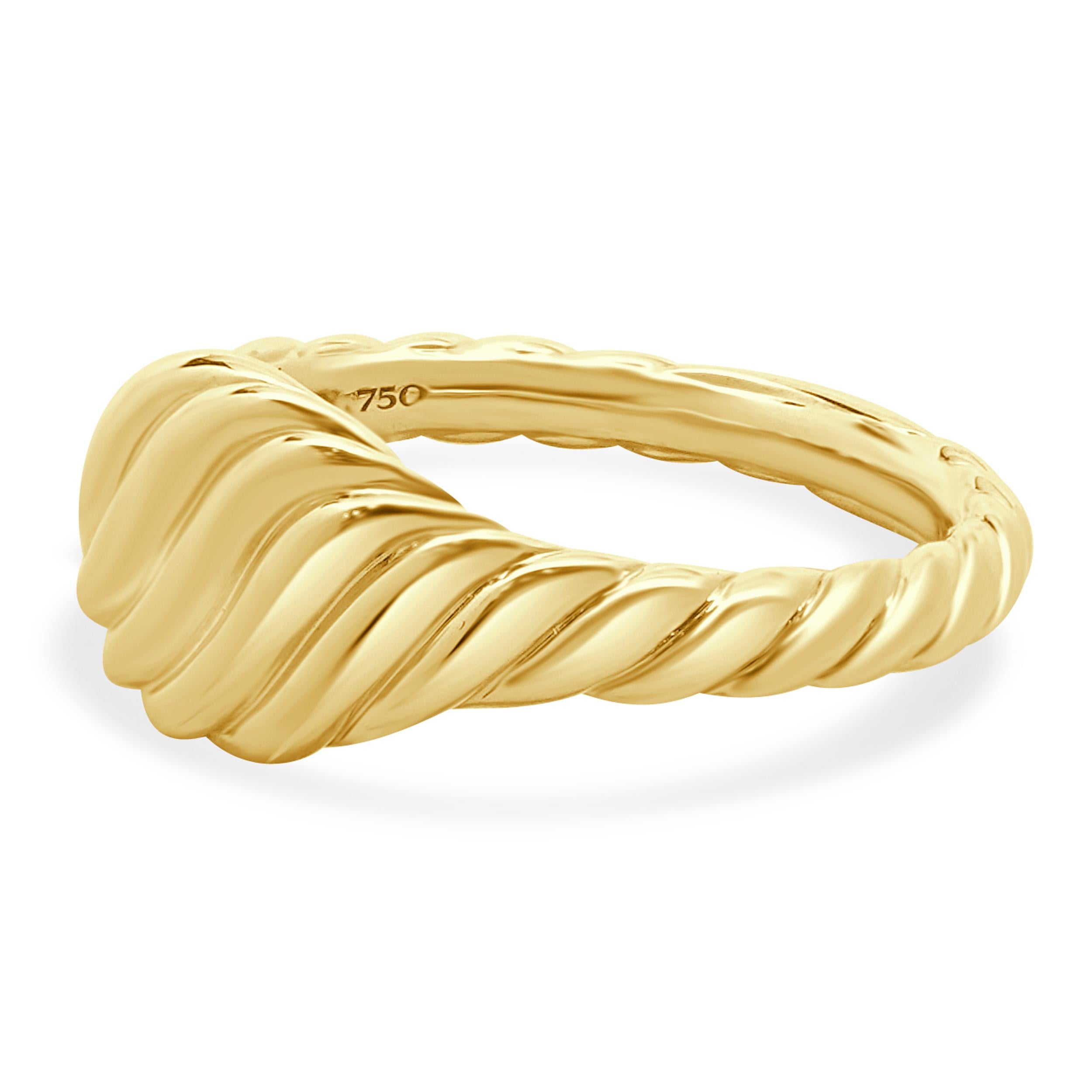 Designer: David Yurman
Material: 18K yellow gold
Dimensions: ring top measures 7mm wide
Weight: 2.94 grams

605-717
