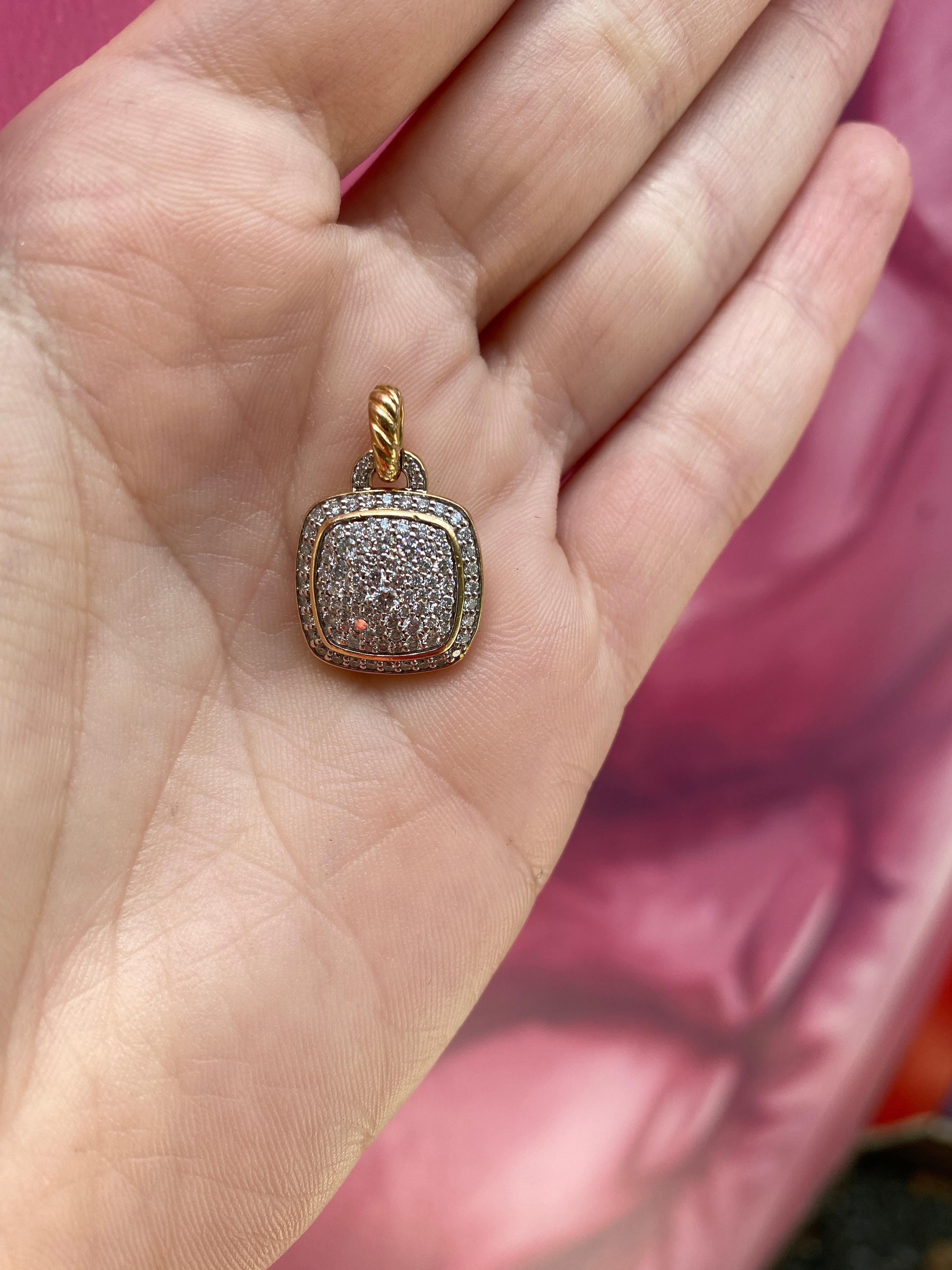 David Yurman 18 Karat Gelbgold mit 0,73 Karat Pavé-Diamant-Anhänger 3