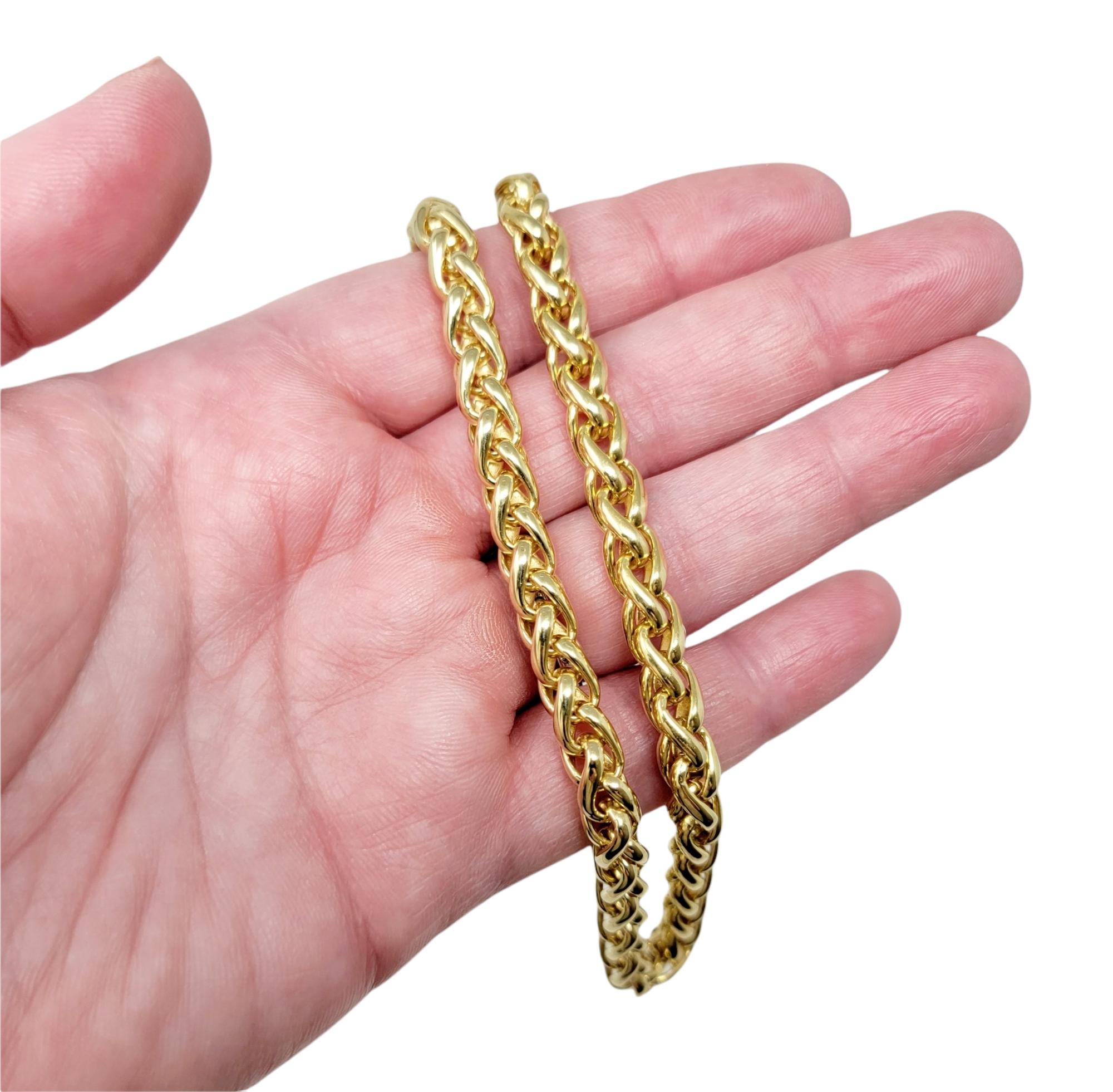 David Yurman 18 Karat Yellow Gold Wheat Chain Link Necklace with Diamond Accents 3