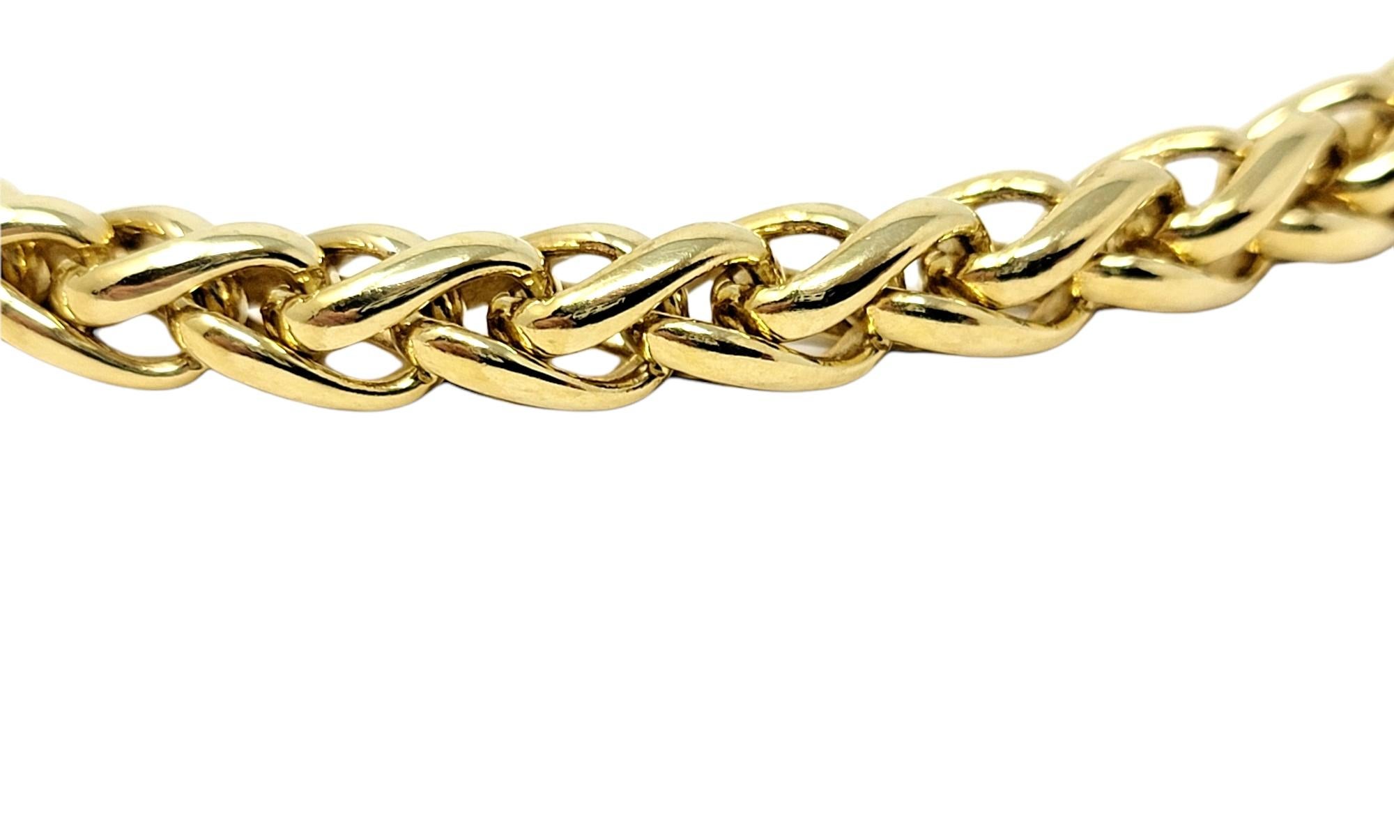 Contemporary David Yurman 18 Karat Yellow Gold Wheat Chain Link Necklace with Diamond Accents