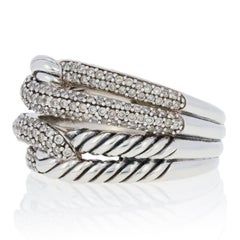 David Yurman .18ctw Diamond Labyrinth Double Loop Ring, Sterling Silver Women's