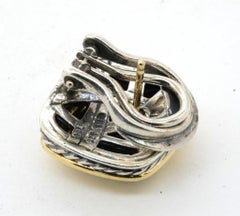 David Yurman 18K & 925 Sterling Silver Wavy Square Shaped Earrings