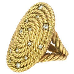 David Yurman 18K Cable Coil Diamond Ring Yellow Gold Size 7.5