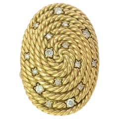 David Yurman 18K Cable Coil Diamond Ring Yellow Gold Size 7.5