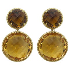 David Yurman, mini boucles d'oreilles en goutte doubles en citrine et chatelaine 18 carats