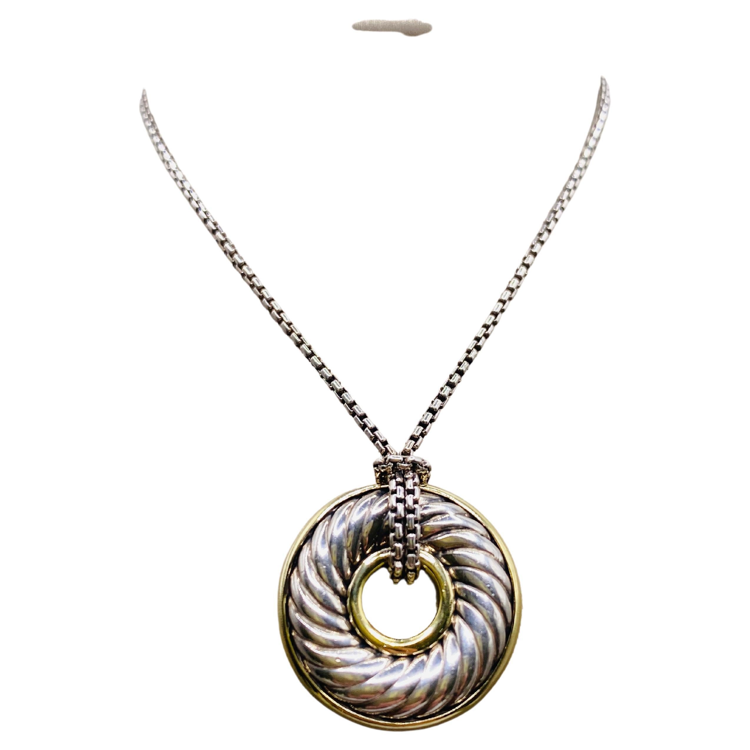 David Yurman 18 Karat Yellow Gold Open Heart Cable Pendant Necklace Box ...