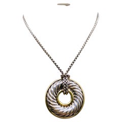 David Yurman 18k Circle Cable Pendant Necklace