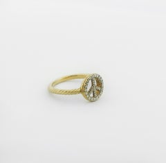 DAVID YURMAN 18k Diamond Cable Collectibles Peace Sign Ring