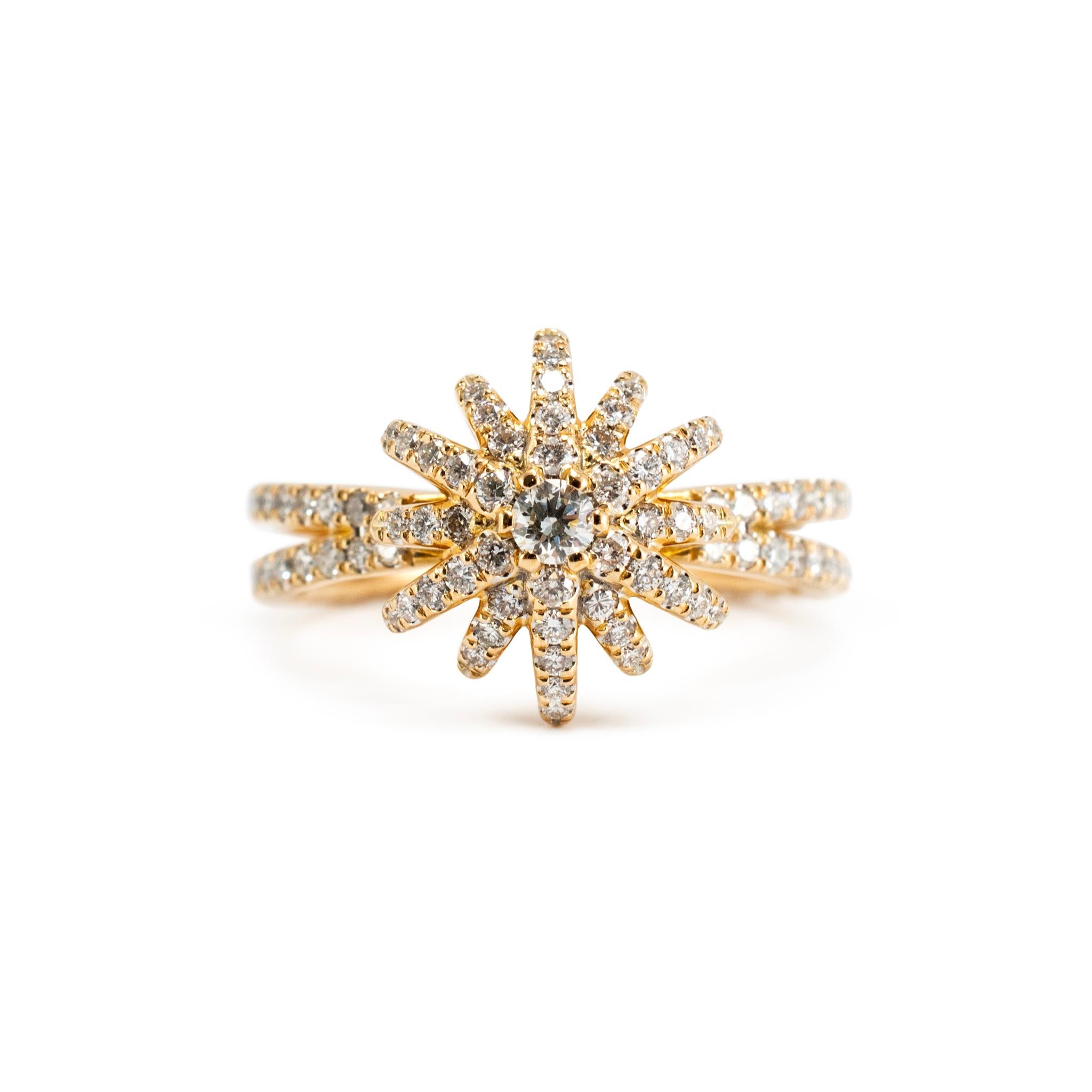 David Yurman 18K Diamond Starburst Ring 20MM Motif Pave Diamond Cocktail Ring For Sale 6