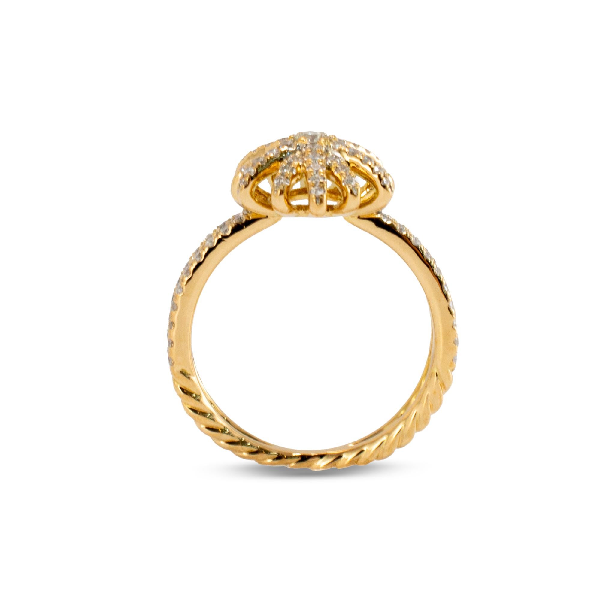 David Yurman 18K Diamond Starburst Ring 20MM Motif Pave Diamond Cocktail Ring In Excellent Condition For Sale In Houston, TX