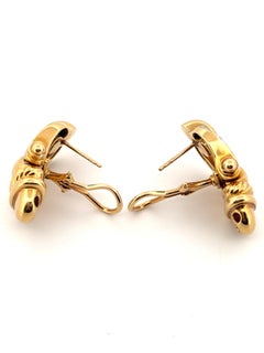 David Yurman 18k Gold 0.40CTW Diamond Earrings Acorn Buckle Door Knocker Style